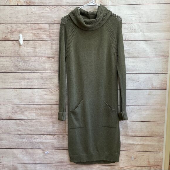 PRANA MIDI SWEATER DRESS IN OLIVE GREEN - Picture 1 of 8